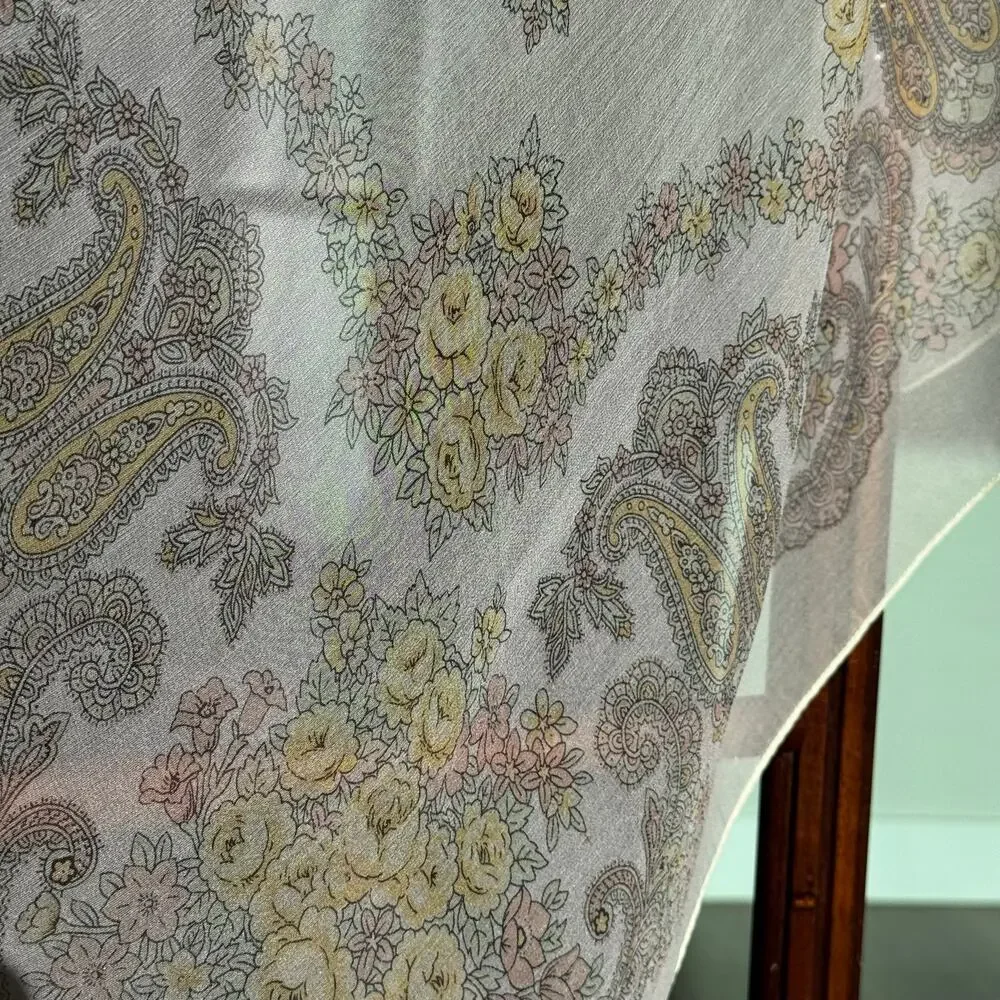 Vintage 100% Silk Scarf Made in Japan Floral Paisley Square Hand Rolled Hem 29”